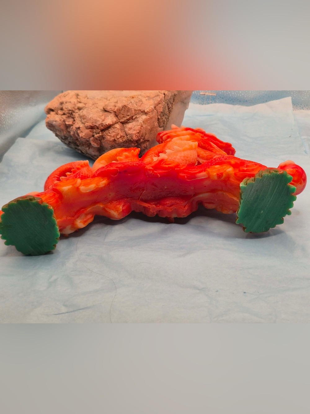Vintage Chinese Dragon Statue - Orange Red Sculpture Lucite Feng Shui Decor - Picture 10 of 17